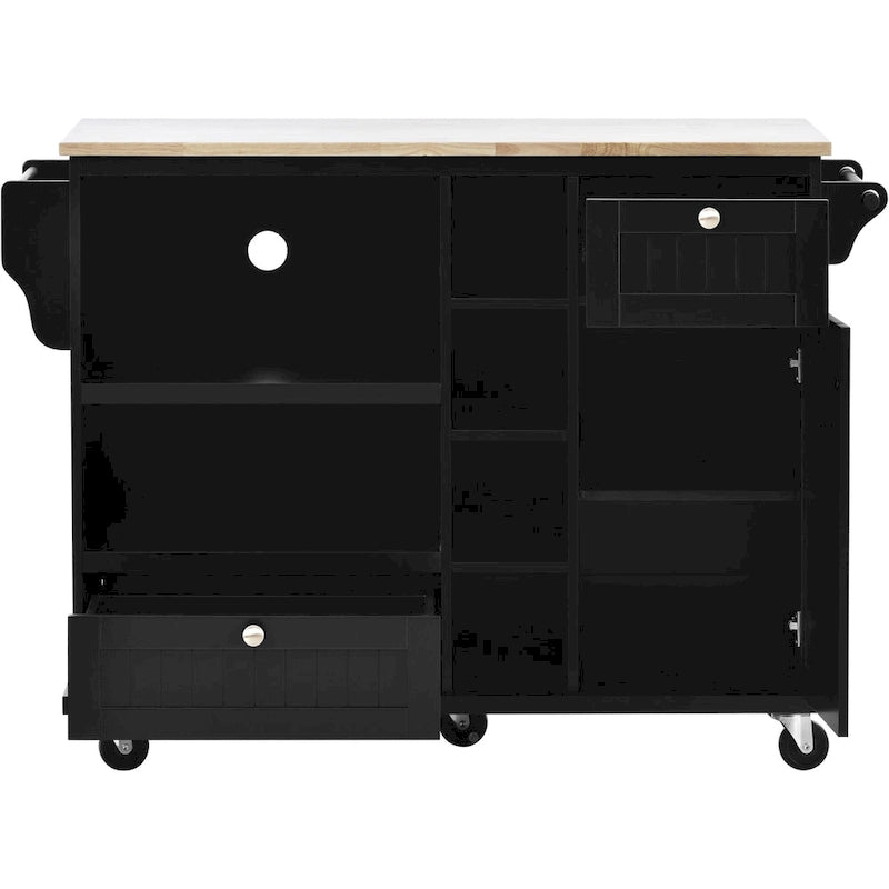 Kitchen Island Cart Solid Wood Top with Locking Wheels