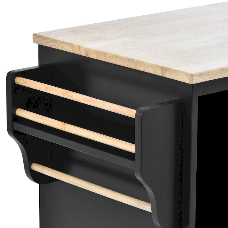 Kitchen Island Cart Solid Wood Top with Locking Wheels