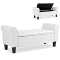 Storage Ottoman Bench with Safety Hinge Patent Leather and Armrests 54 Inch