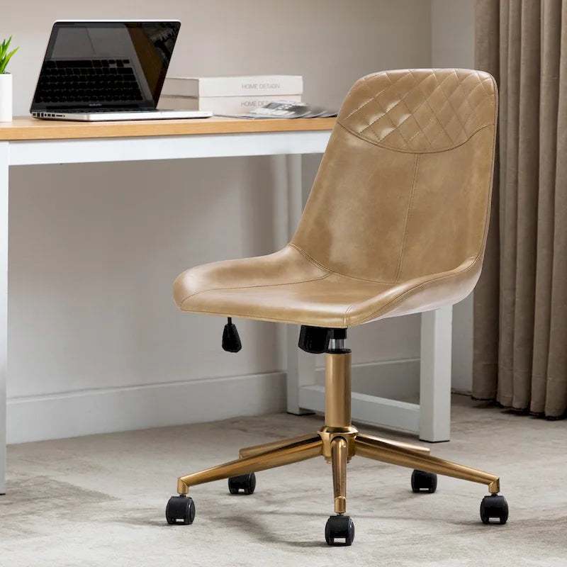Faux Leather Task Chair with Air Lift 360-Degree Swivel and Adjustable Height