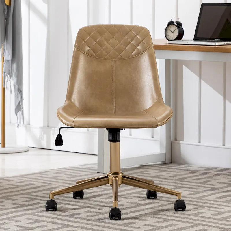 Faux Leather Task Chair with Air Lift 360-Degree Swivel and Adjustable Height