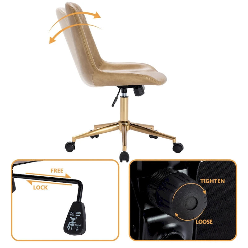 Faux Leather Task Chair with Air Lift 360-Degree Swivel and Adjustable Height