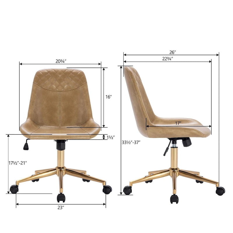 Faux Leather Task Chair with Air Lift 360-Degree Swivel and Adjustable Height