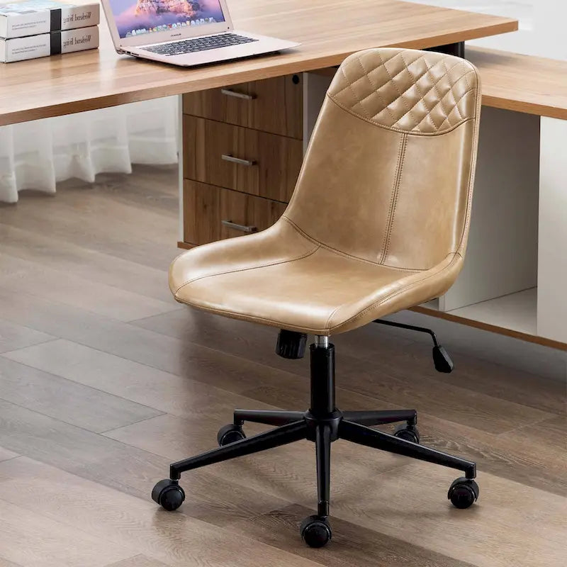 Faux Leather Task Chair with Air Lift 360-Degree Swivel and Adjustable Height