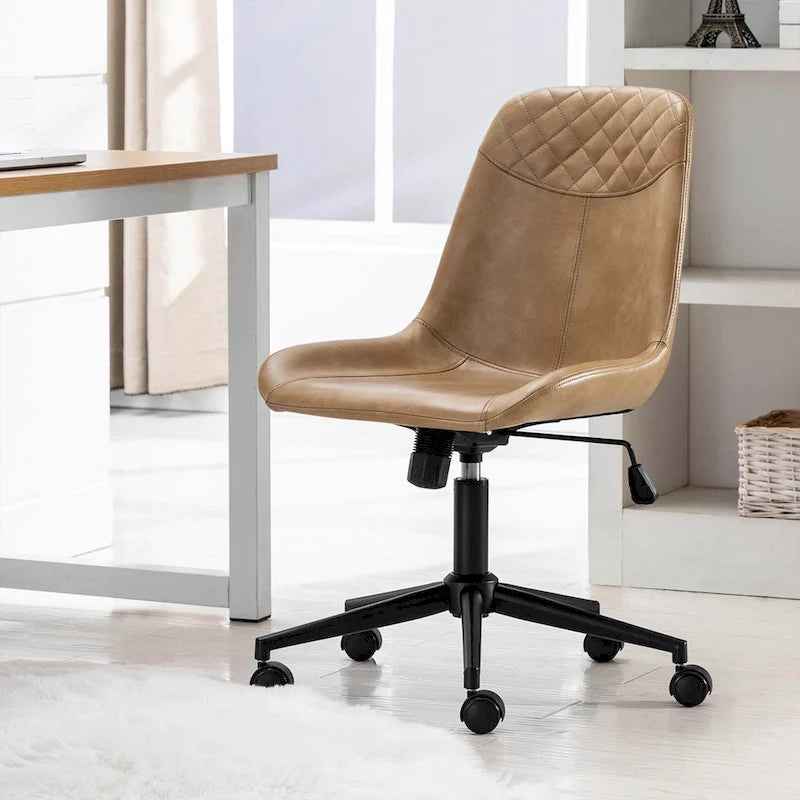 Faux Leather Task Chair with Air Lift 360-Degree Swivel and Adjustable Height