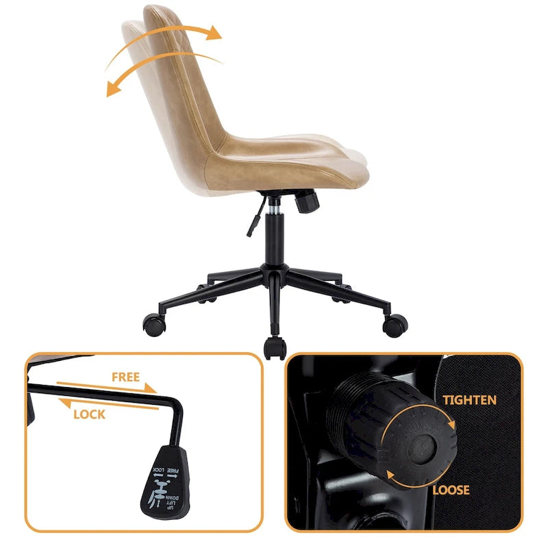 Faux Leather Task Chair with Air Lift 360-Degree Swivel and Adjustable Height