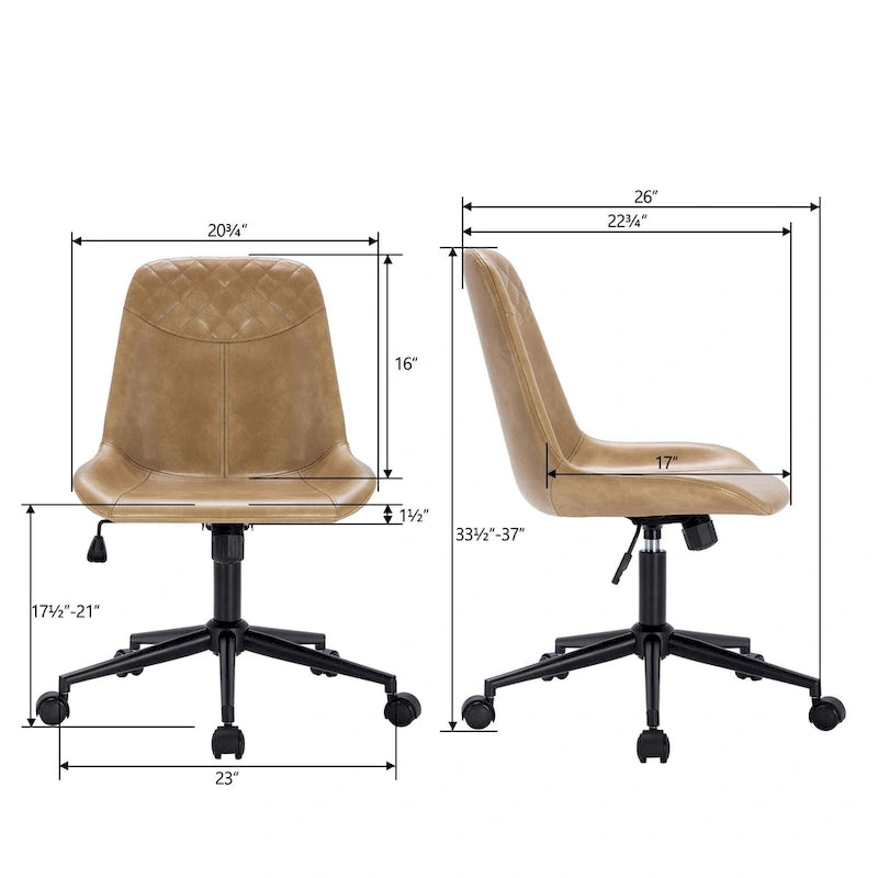 Faux Leather Task Chair with Air Lift 360-Degree Swivel and Adjustable Height