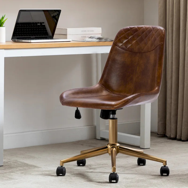Faux Leather Task Chair with Air Lift 360-Degree Swivel and Adjustable Height