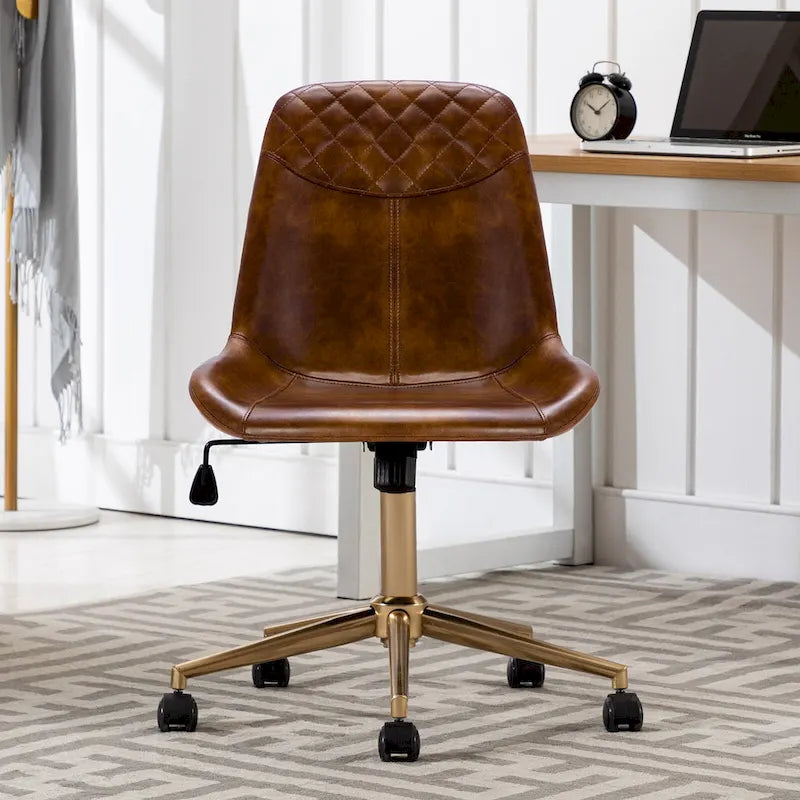 Faux Leather Task Chair with Air Lift 360-Degree Swivel and Adjustable Height