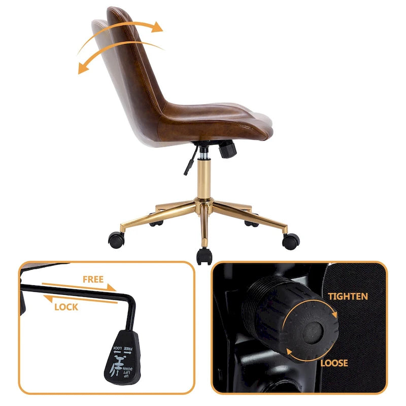 Faux Leather Task Chair with Air Lift 360-Degree Swivel and Adjustable Height