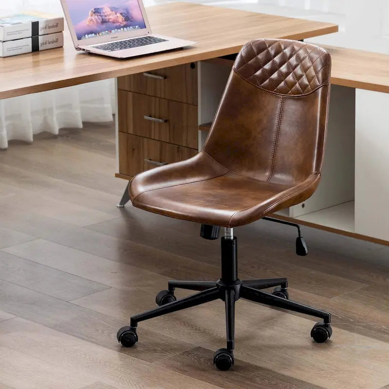 Faux Leather Task Chair with Air Lift 360-Degree Swivel and Adjustable Height