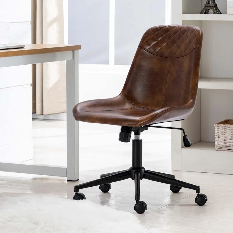 Faux Leather Task Chair with Air Lift 360-Degree Swivel and Adjustable Height