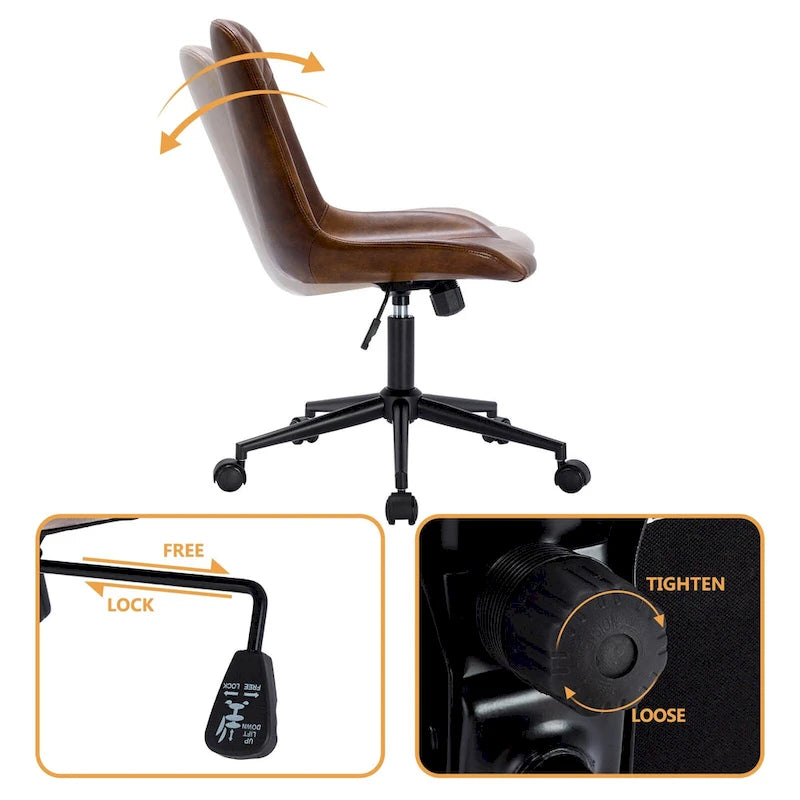 Faux Leather Task Chair with Air Lift 360-Degree Swivel and Adjustable Height