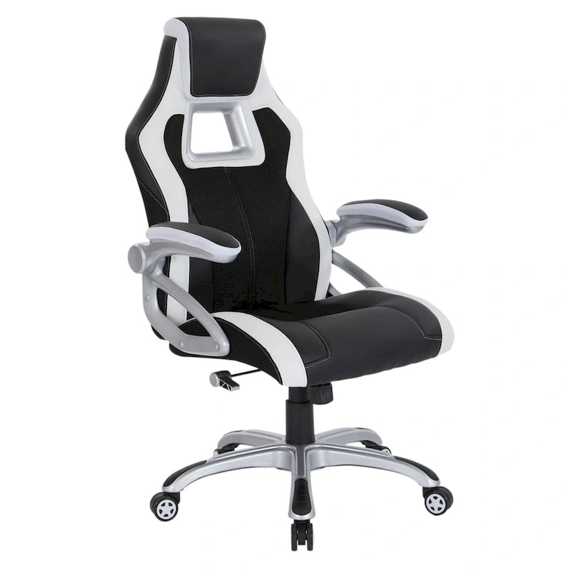 Bonded Leather Mesh Gaming Chair with Adjustable Arms