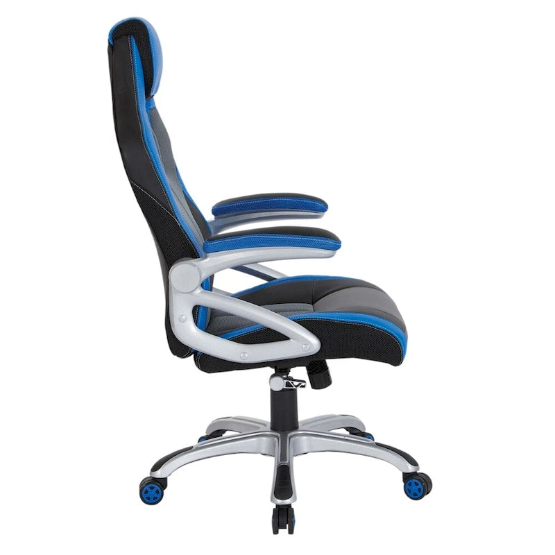 Bonded Leather Mesh Gaming Chair with Adjustable Arms
