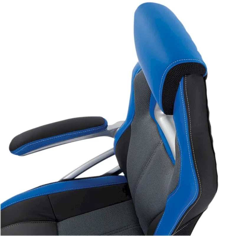 Bonded Leather Mesh Gaming Chair with Adjustable Arms