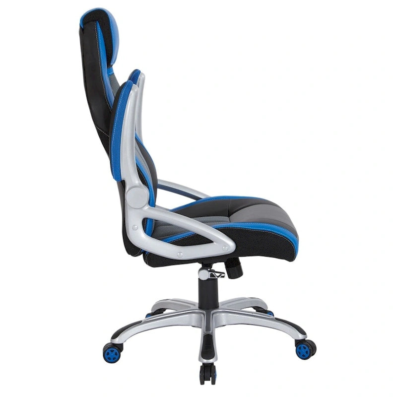 Bonded Leather Mesh Gaming Chair with Adjustable Arms