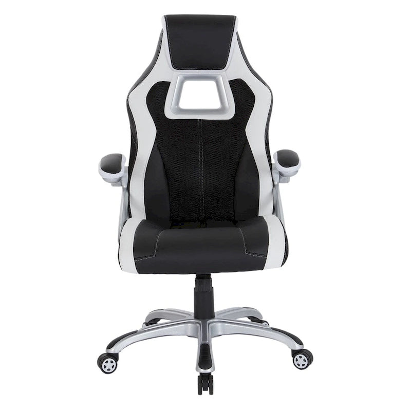 Bonded Leather Mesh Gaming Chair with Adjustable Arms