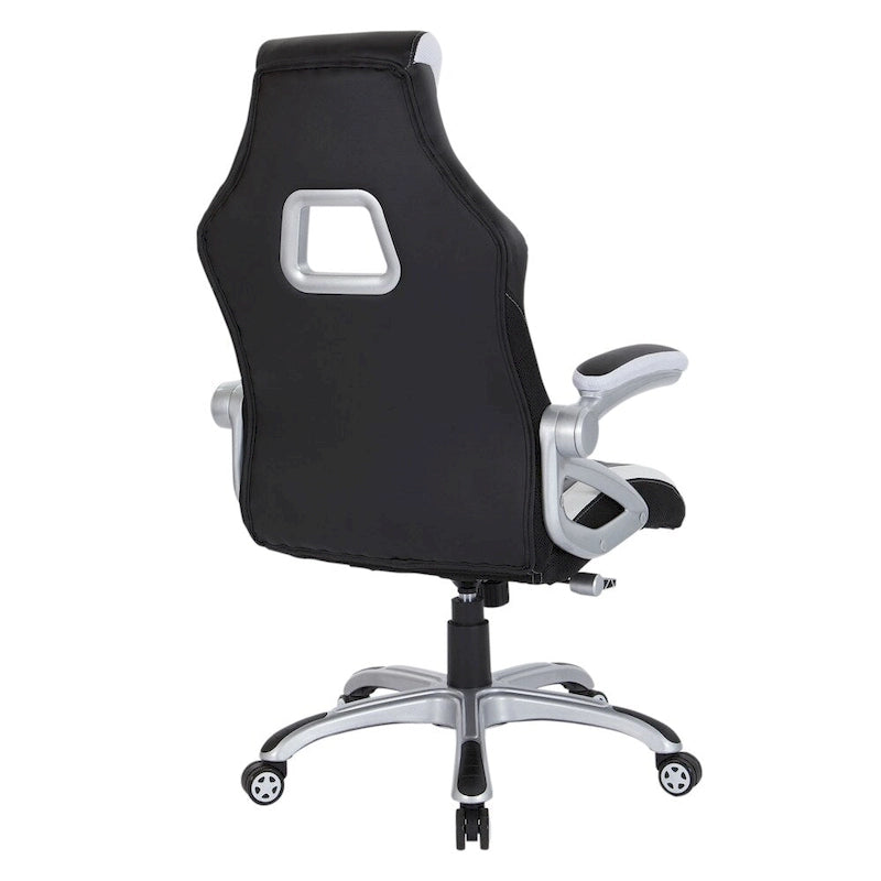 Bonded Leather Mesh Gaming Chair with Adjustable Arms
