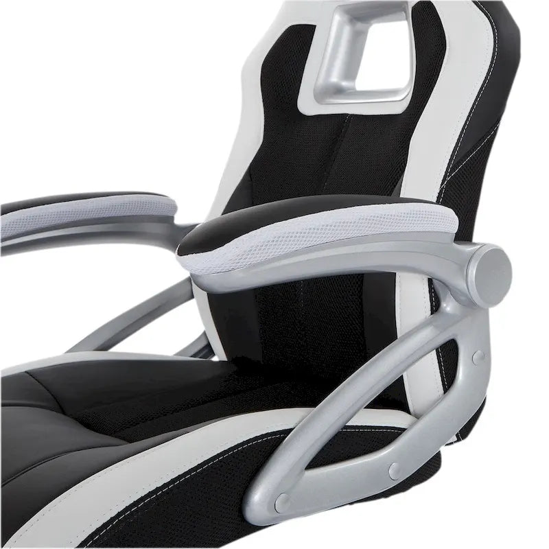 Bonded Leather Mesh Gaming Chair with Adjustable Arms