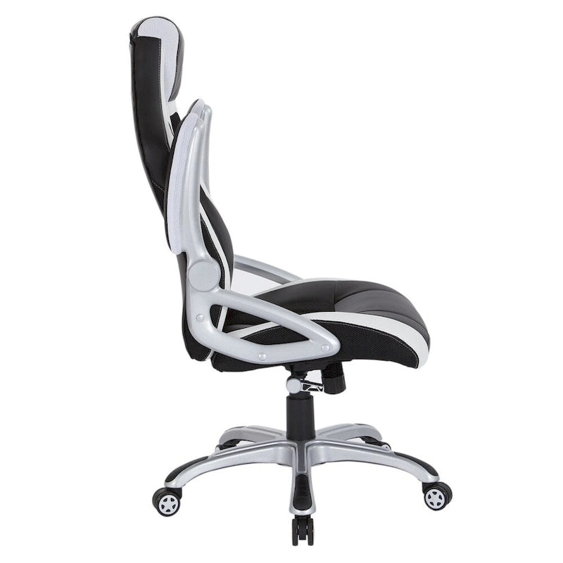 Bonded Leather Mesh Gaming Chair with Adjustable Arms