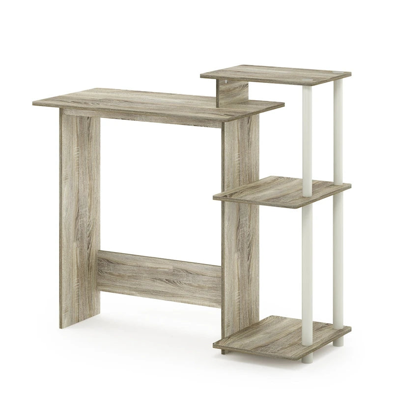 Home Laptop Desk with 3 Open Storage Shelves
