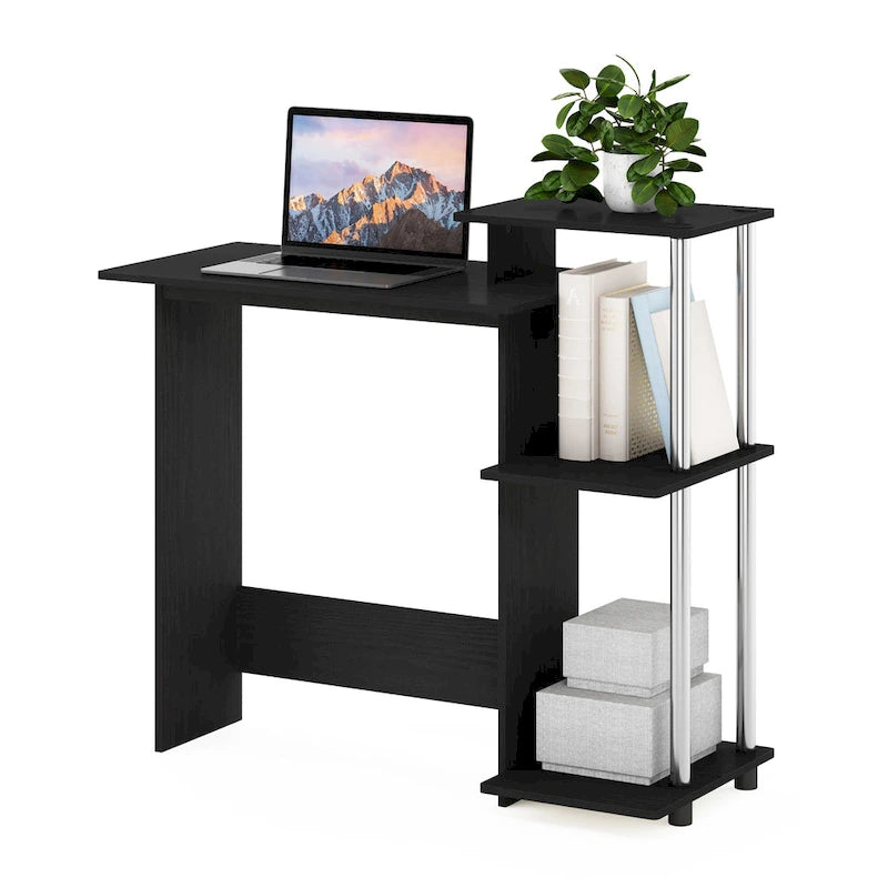 Home Laptop Desk with 3 Open Storage Shelves