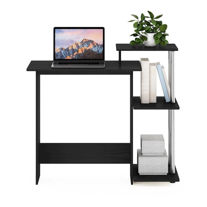 Home Laptop Desk with 3 Open Storage Shelves