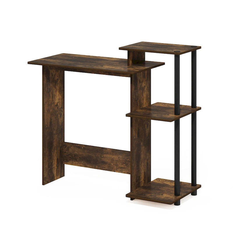 Home Laptop Desk with 3 Open Storage Shelves