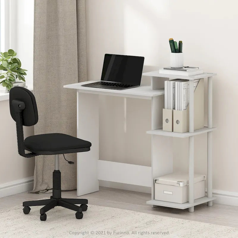 Home Laptop Desk with 3 Open Storage Shelves