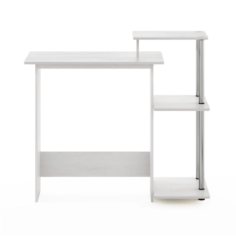 Home Laptop Desk with 3 Open Storage Shelves