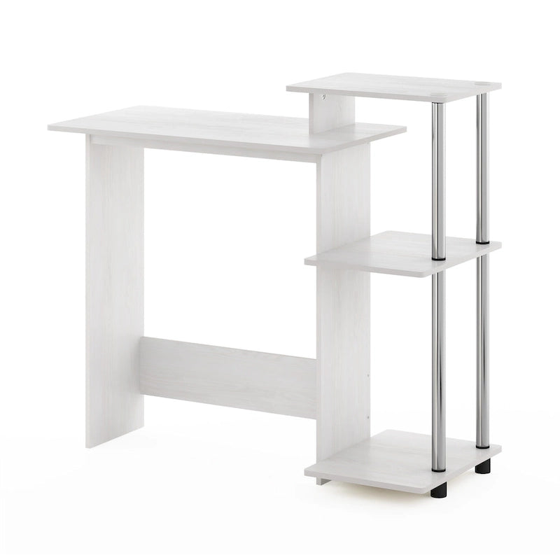 Home Laptop Desk with 3 Open Storage Shelves