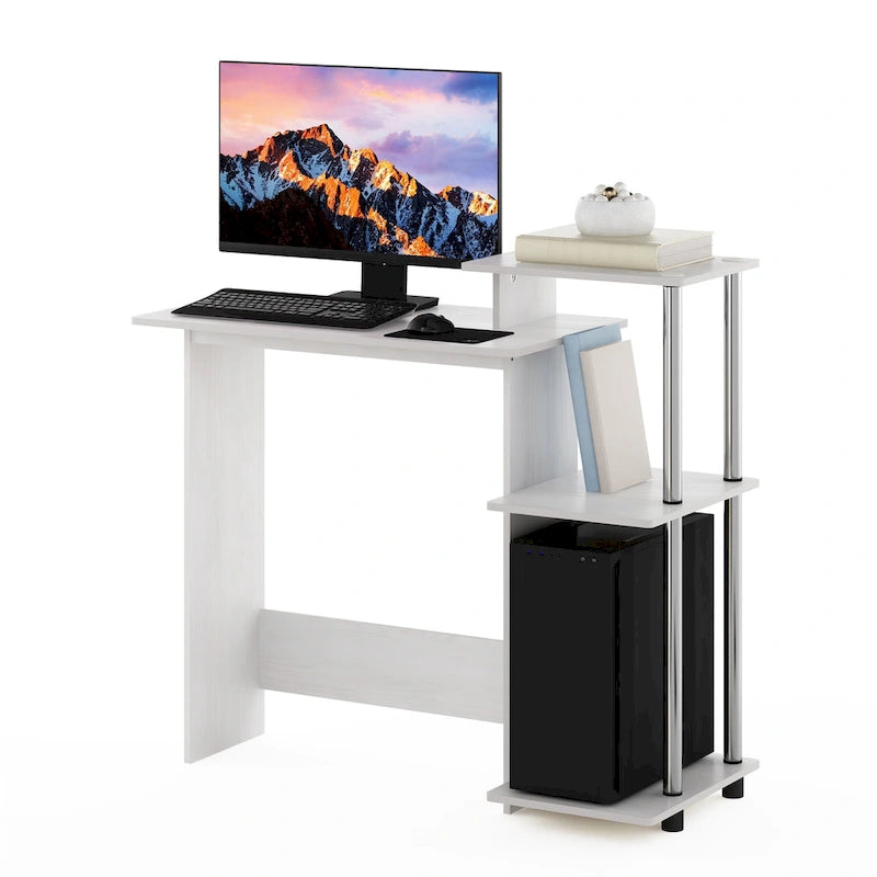 Home Laptop Desk with 3 Open Storage Shelves