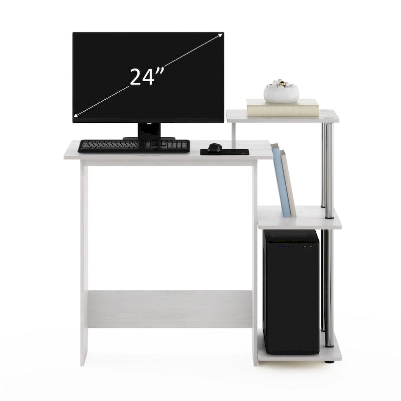 Home Laptop Desk with 3 Open Storage Shelves