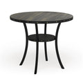 Round Counter Height Dining Table with Nailhead Detail and Open Shelf 48 Inch