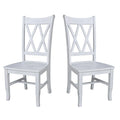 Double X-Back Solid Parawood Dining Chairs Set of 2 Multiple Finishes