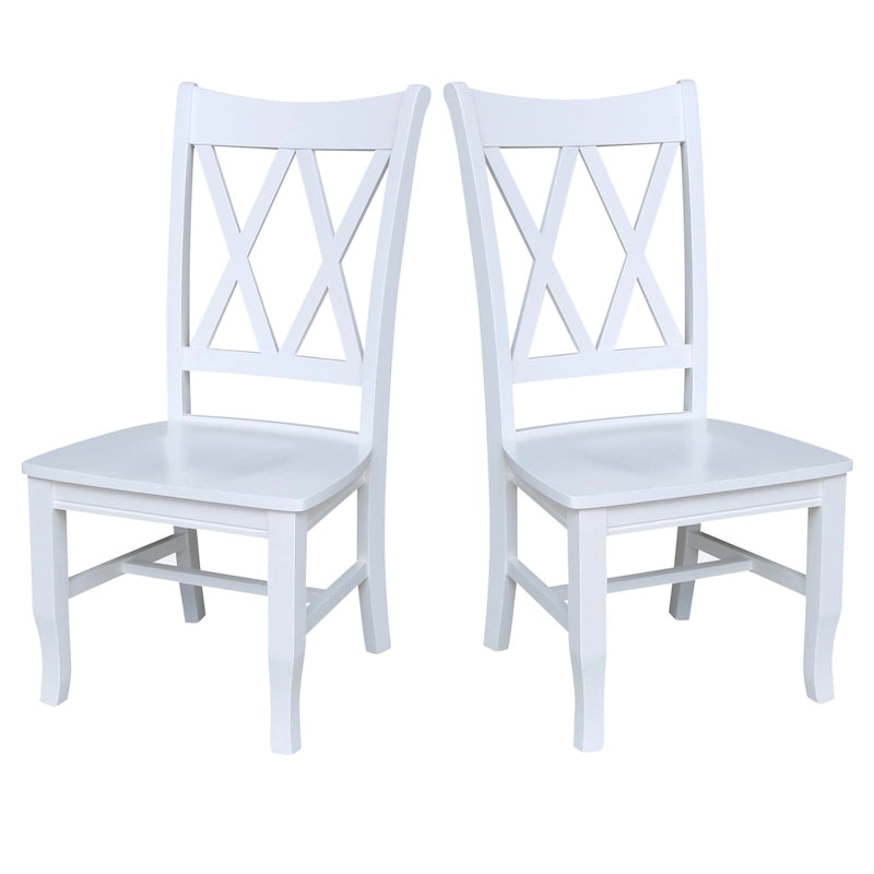 Double X-Back Solid Parawood Dining Chairs Set of 2 Multiple Finishes