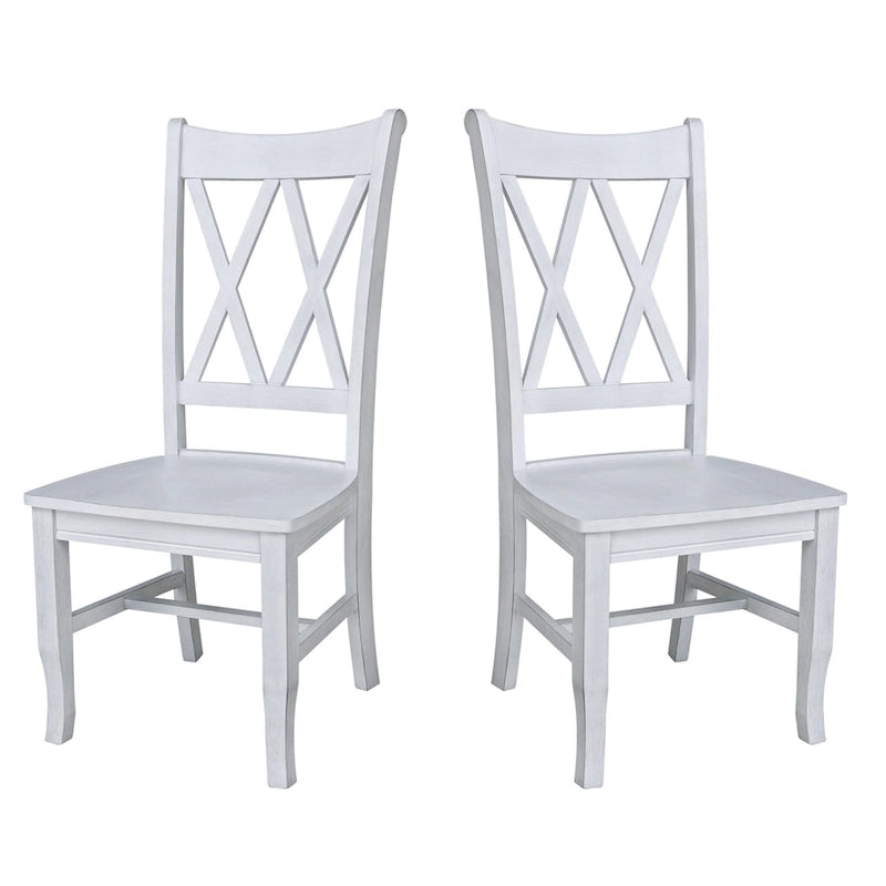 Double X-Back Solid Parawood Dining Chairs Set of 2 Multiple Finishes