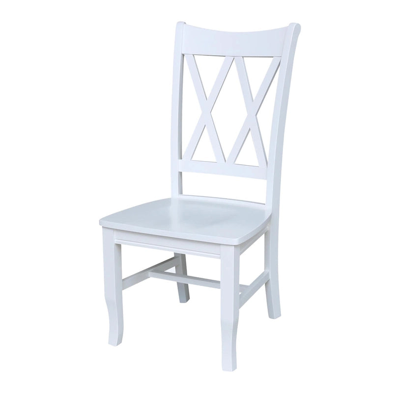 Double X-Back Solid Parawood Dining Chairs Set of 2 Multiple Finishes