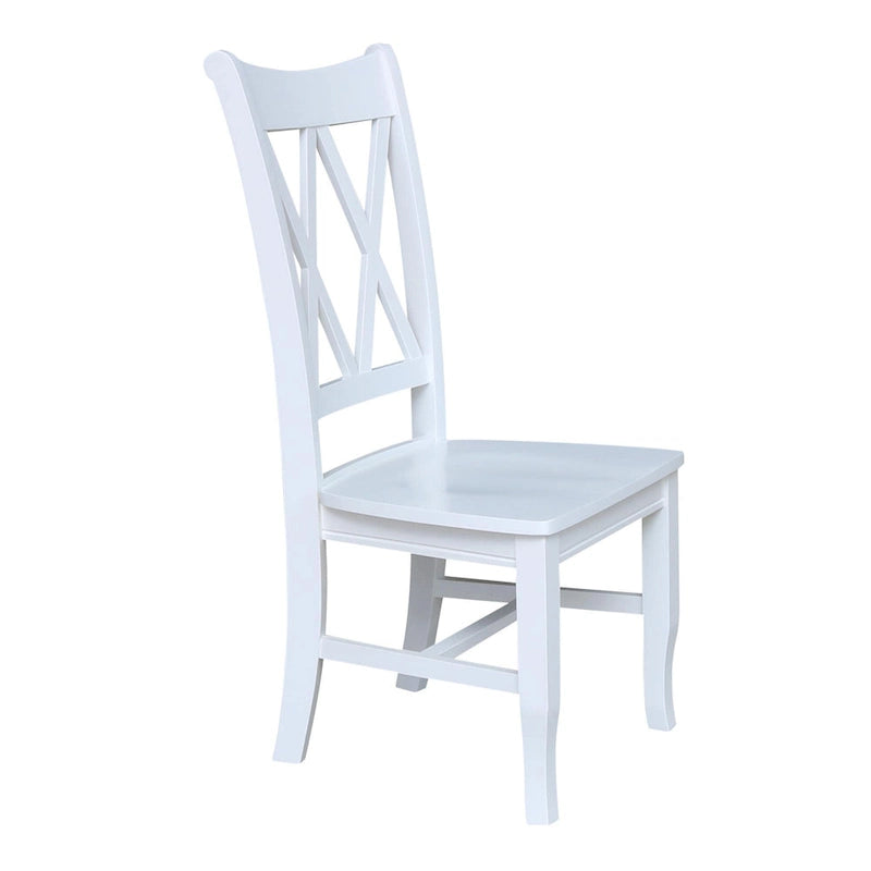 Double X-Back Solid Parawood Dining Chairs Set of 2 Multiple Finishes