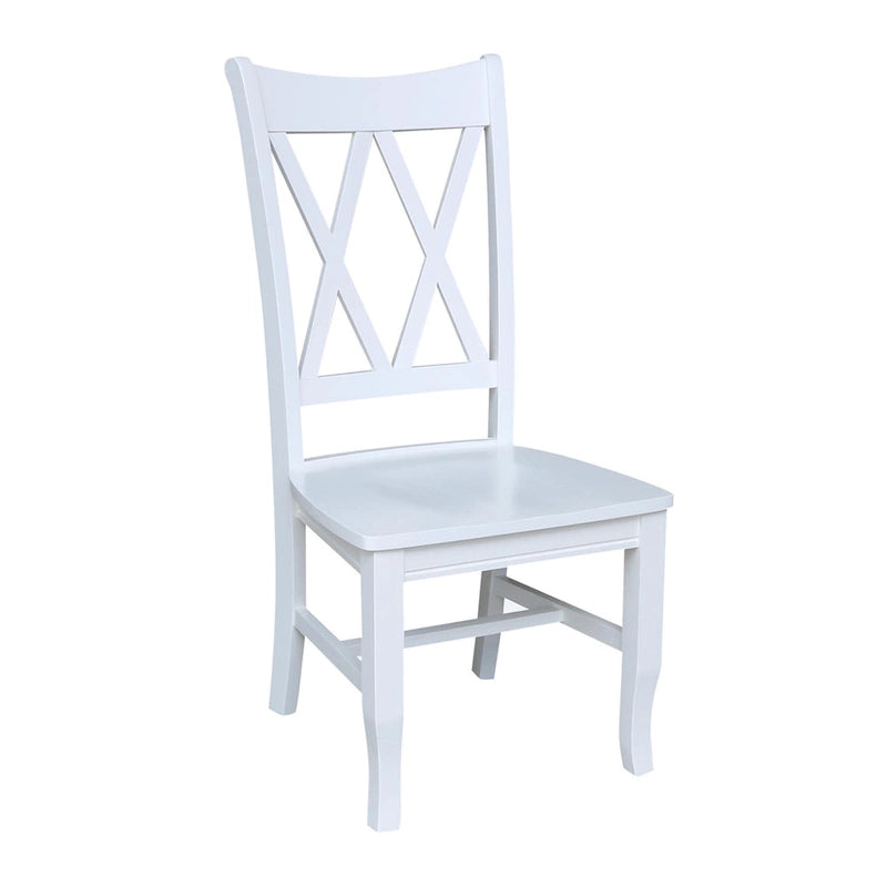 Double X-Back Solid Parawood Dining Chairs Set of 2 Multiple Finishes
