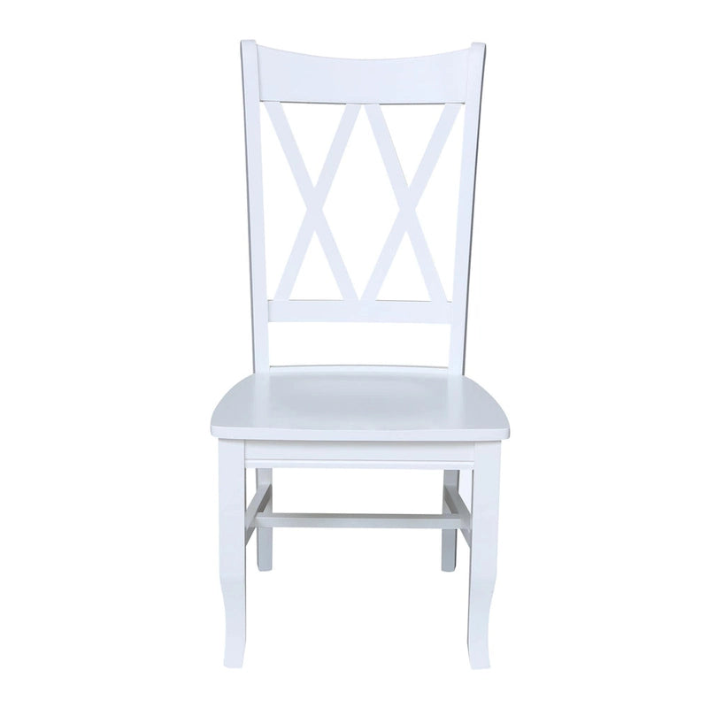 Double X-Back Solid Parawood Dining Chairs Set of 2 Multiple Finishes