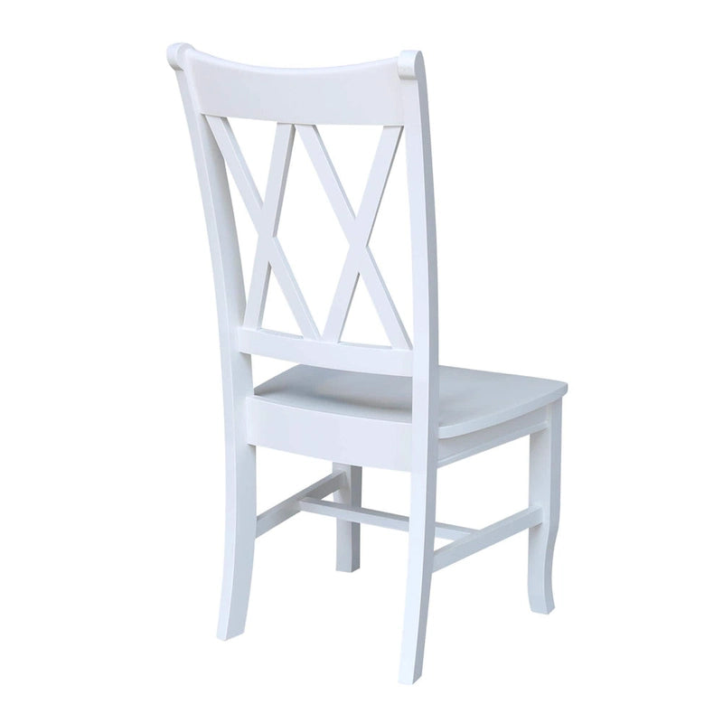 Double X-Back Solid Parawood Dining Chairs Set of 2 Multiple Finishes