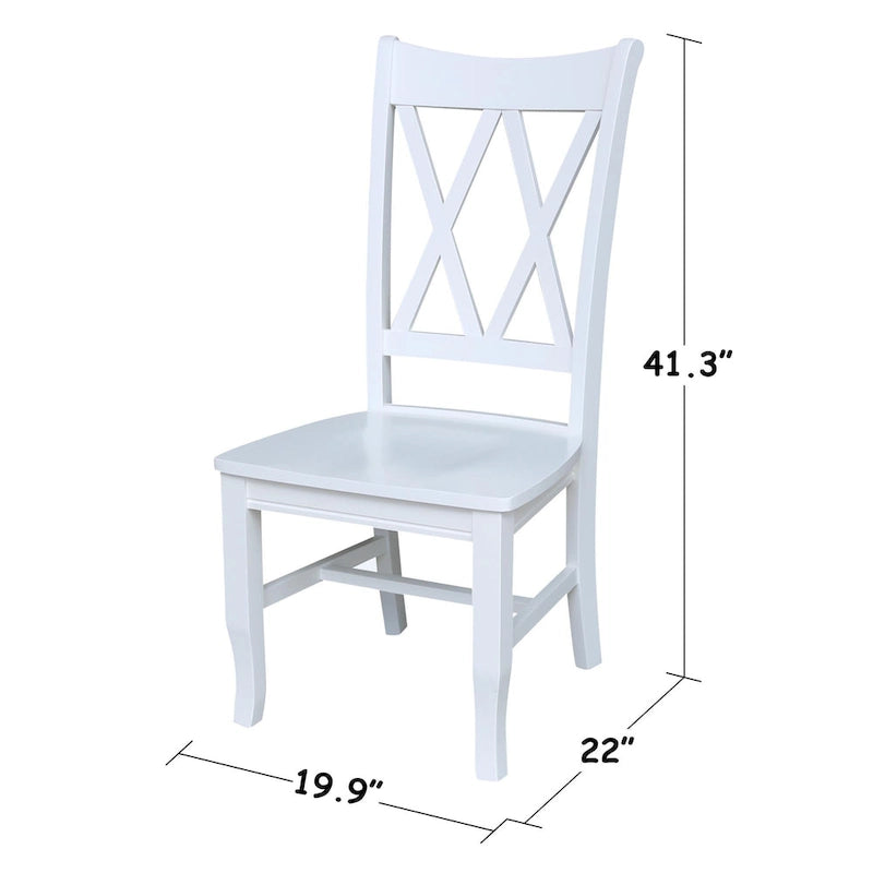 Double X-Back Solid Parawood Dining Chairs Set of 2 Multiple Finishes