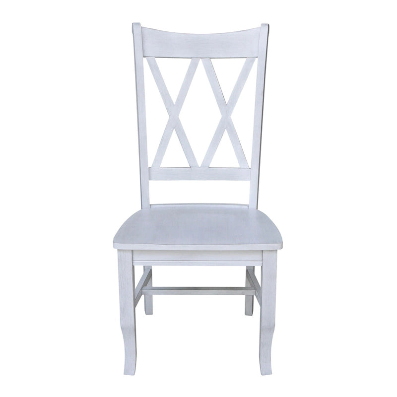 Double X-Back Solid Parawood Dining Chairs Set of 2 Multiple Finishes