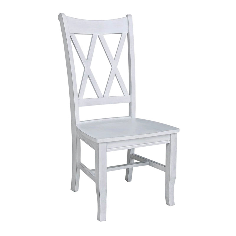 Double X-Back Solid Parawood Dining Chairs Set of 2 Multiple Finishes