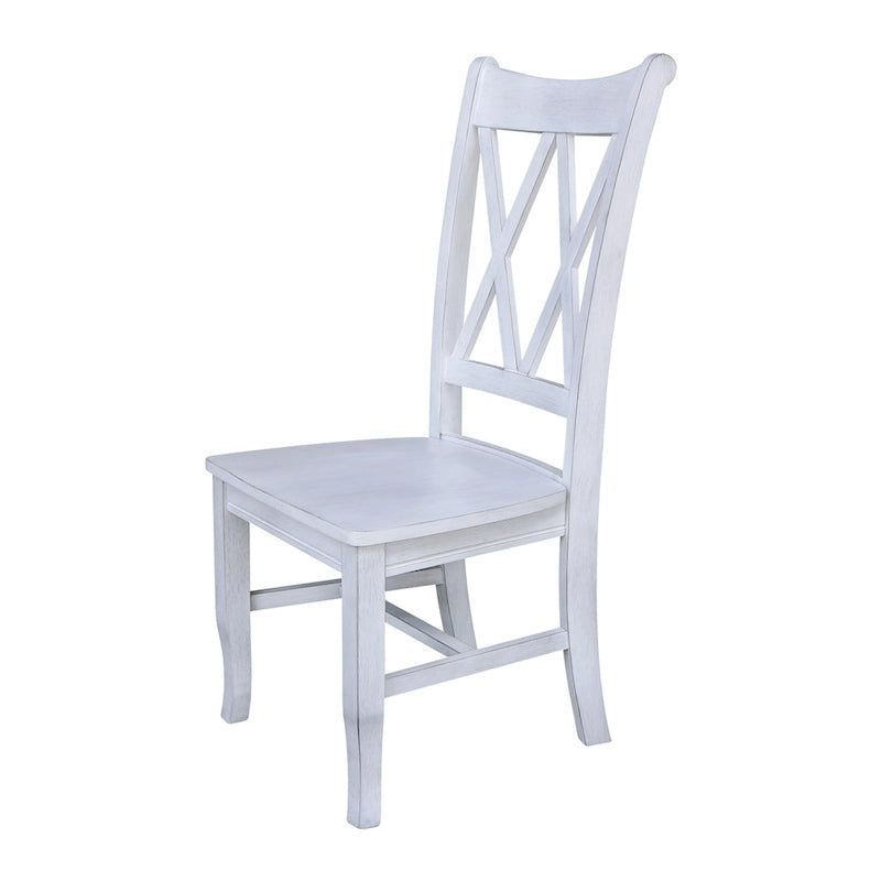 Double X-Back Solid Parawood Dining Chairs Set of 2 Multiple Finishes