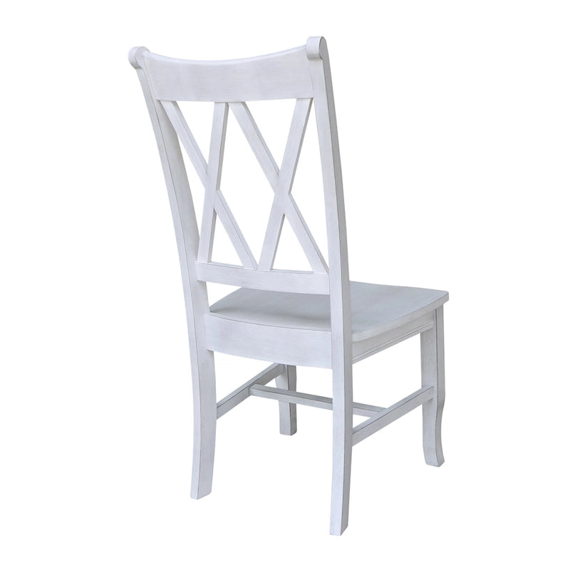 Double X-Back Solid Parawood Dining Chairs Set of 2 Multiple Finishes