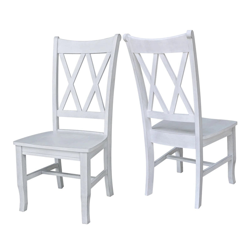 Double X-Back Solid Parawood Dining Chairs Set of 2 Multiple Finishes