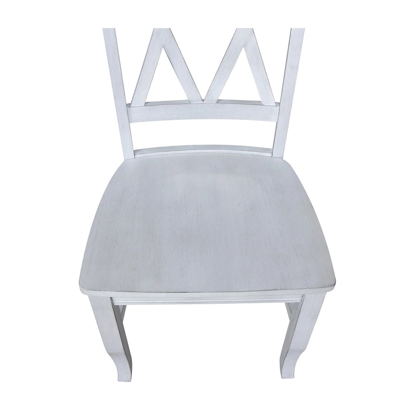 Double X-Back Solid Parawood Dining Chairs Set of 2 Multiple Finishes